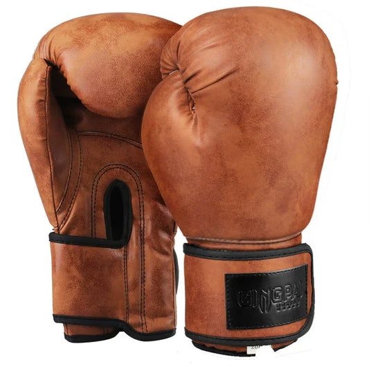 12oz Boxhandschuhe aus braunem Leder – ideal für Sparring-0